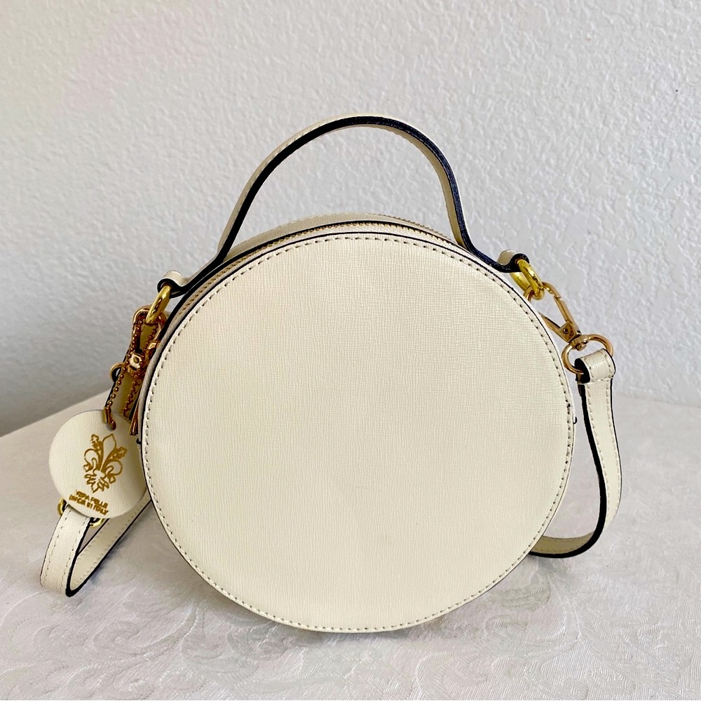 Vera pelle ivory circle round bag
